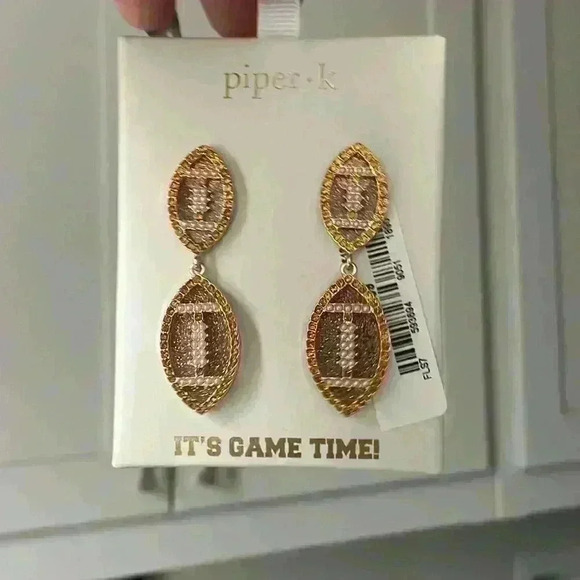 Football Earings Sparky Bedazzled Superbowl- NWT - Picture 5 of 5